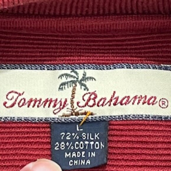 Tommy Bahama Burgundy Sweater Mens Large Long Sleeve Silk Polo - Picture 4 of 13